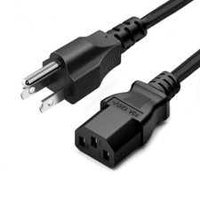 Standard 5ft 1.5m 10 Amps 125 Volts Black 3 Prong AC Power Cord Cable for Ele... picture