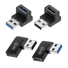 4 Pack 90 Degree USB 3.0 Adapter Male to Female Right Angle Extender Connector picture
