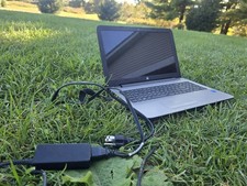 HP 15.6” Laptop Silver Parts or Repair w/ Charger Turns On Broke Screen AS IS picture