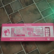 Barbie Wired USB Keyboard  Pink Ergonomic Design Culturefly Computer Movie NEW picture