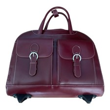 MCKLEIN USA Burgundy Leather Rolling Laptop Briefcase Mobile Office Bag picture