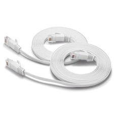 Cat6 Ethernet Cable 6FT 2Pack White, Cat6 Flat RJ45 Computer Internet LAN Net... picture