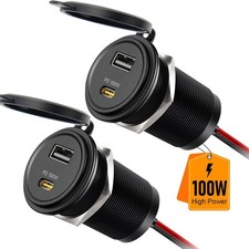 118W 12V USB Outlet, 100W Type-C PD3.0 Laptop Car USB C Socket 2Pcs picture
