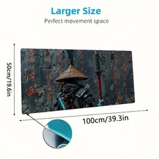 1pc Large Samurai Warrior Design Mouse Pad - Non-Slip Rubber Base, Washable Su picture