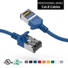 20 Pack of 7Ft CAT8 U/FTP Slim Ethernet Network Cable Blue 30AWG picture