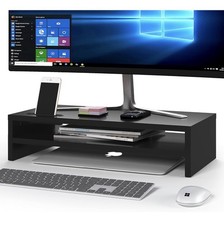 BONTEC Monitor Stand Riser 2 Tiers Wood w/ Storage Organize 16.5