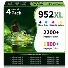 Cmoqtiv 952XL Ink Cartridges Combo Pack for HP Printers - 4 Pack (BK/C/M/Y) picture