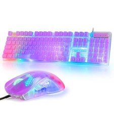 CHONCHOW RGB Gaming Keyboard and Mouse Combo,USB Wired Custom Clear Keyboards, R picture