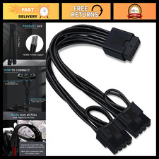 12V HPWR Cable Extension, 16 Pin Female to Dual 8 Pin Male PCIe Power Cable 18cm picture
