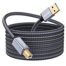Meokse Printer Cable 25FT,USB Cord 2.0 Type A 25FT/8M, Grey Braided  picture