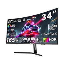 SANSUI 34-Inch Curved Gaming Monitor UWQHD 3440 x 1440 165Hz Curved 1500R - P... picture