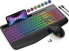 Wireless Keyboard Mouse Combo RGB Backlit Silent Ergonomic Rechargeable SABLUTE picture