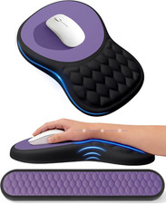 Ergonomic Mouse Pad and Keyboard Wrist Rest Set (Black&Purple) picture