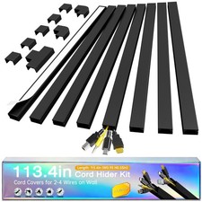 Cord Hider Kit, 113.4in Cord Covers for 2-4 Wires on Wall, Self-Adhesive Cabl... picture