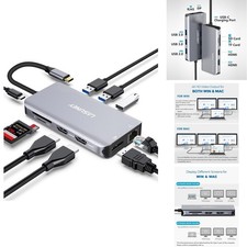 Lasuney 10 in 1 USB C HUB Triple Display Docking Station 2 HDMI Displayport picture