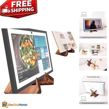 Elegant Solid Wood Tablet Stand for Echo Show 15 & 21 - Stylish Cookbook Holder picture
