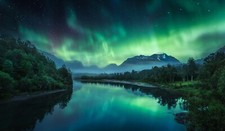Landscape photography nature river aurorae mountains Custom Gaming Mat Desk picture