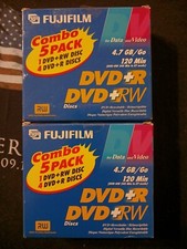 Lot of 2 Fujifilm Combo 5 Pack DVD+RW DVD+R Discs For Data & Video 4.7 GB NEW picture