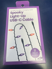 Halloween Light-Up LED USB-C to USB-C Charging Cable 3 ft Black/Purple/Orange picture