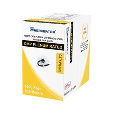 Bulk 1000ft Cat6 Plenum Rated CMP 550Mhz 23AWG UTP Ethernet LAN Cable Black picture