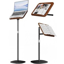 boostool Laptop Stand Floor Wood Music Stand Adjustable Height Hands Free Brown picture