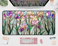 XXL Colorful Flower Desk Mat Mouse Pad 31.5x15.7 Inch Keyboard Protector picture