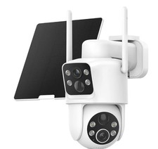 Dual Lens Solar Security Cameras Wireless Outdoor, 2K Full HD Video, 360° View picture
