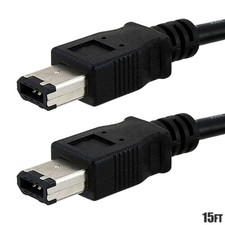 15FT Firewire 400 6 Pin Male to Male IEEE 1394 iLINK Cable Cord PC Mac Black picture