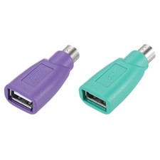 2 x PS/2 to USB Port, PS/2 to USB Adapter PS/2 Female to USB Male Green/Purple picture