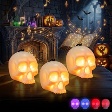 3-Pack Halloween Skull Light with Music, 5-Mode Skull Lamp picture