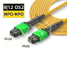 1-100M MPO Male to MPO Male APC UPC 8 12 Core OS2 SM Optic Fiber Patch Cord lot picture