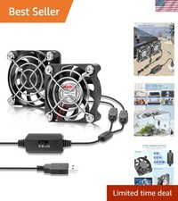 Compact 2PCS USB Fans - 50mm Mini Fan Set with 3 Speed Control for Devices picture
