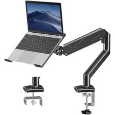 Elegant 2-in-1 Laptop Stand & Monitor Mount: Adjustable Ergonomic Black Design picture