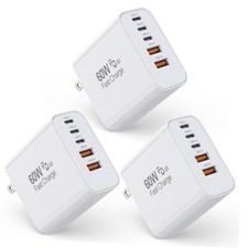 Pack Apple 17 Pro Max Charger Fast Charging,PD 60W 5 in 1 Multiport USB 3 White picture