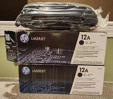 Lot of (2x) New Genuine HP LaserJet 12A (Q2612A) Black Toner, one opened/sealed picture