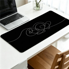 1pc Non-Woven Black Background White Interwoven Curve Desktop Mouse Pad, Suita picture