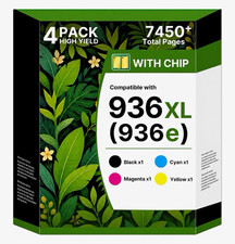 Acaves 936XL (936e) High Yield Toner 4-Pack BK/C/M/Y w/ Chip For HP picture
