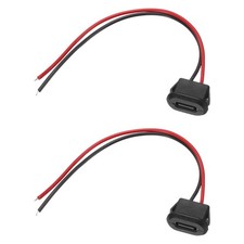 2Pack Type-C Black Square  USB-C Female Socket to 2 Pin Pigtail Extension Wire picture