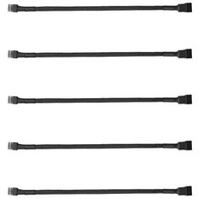 Durable 10.6” Nylon Braided Fan Extension Cables - 5 Pack 4-Pin/3-Pin Adapter picture