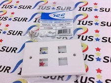 NSOP ICC FacePlate IC107F04WH White Flat 1 Gang 4 Port Wall Plate picture