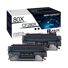 80X Black High Yield Toner Cartridge 2 Pack: Compatible CF280X Toner Cartridg... picture