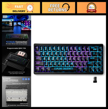 Wireless 60% Gaming Keyboard, Hot Swappable, RGB, QMK/VIA, Tri-Mode, Miami Theme picture