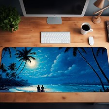 Tropical Beach Mouse Pad, Night Desk Mat, Large XL Deskmat, Gaming Mouse Pad  picture