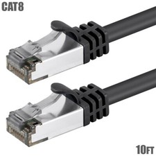 10FT Cat8 RJ45 Network LAN Ethernet Shielded Patch Cable 2GHz 40G 26AWG Black picture