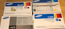 (4-PACK) New GENUINE Samsung Black & Color Toner K409, C409, M409, Y409 picture