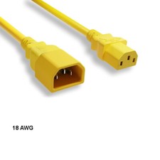LOT 10pcs Yellow 3ft 18AWG Color Power Cable IEC60320 C13 to IEC320 C14 10A/250V picture