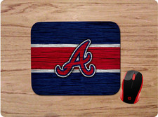 ATLANTA BRAVES WOODGRAIN CUSTOM DESIGN DESK PC MOUSE PAD MAT HOME OFFICE GIFT picture