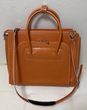 McKlein Lake Forest Orange Leather Ladies Laptop Briefcase Bottom Studs picture