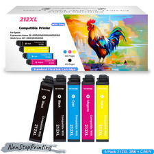 Compatible 5PK Epson 212 212XL Standard Yield Ink 2BK CMY for WF-2830 XP-4100 picture
