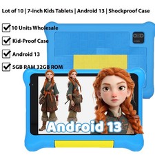 Android 13 for kids 3-12 Tablet 5GB RAM 32GB ROM IPS LCD HD Dual Camera 10 pcs picture